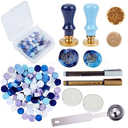 CRASPIRE DIY Scrapbook, Brass Wax Seal Stamp, with Wooden Handle, Sealing Wax Particles, Metallic Markers Paints Pens, Candle, Mixed Color, 30x63.5mm(DIY-CP0003-47)
