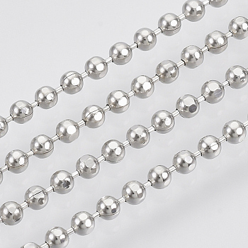 Brass Ball Chains, Faceted, Long-Lasting Plated, Soldered, with Spool, Cadmium Free & Nickel Free & Lead Free, Platinum, 2mm, about 16.4 Feet(5m)/roll