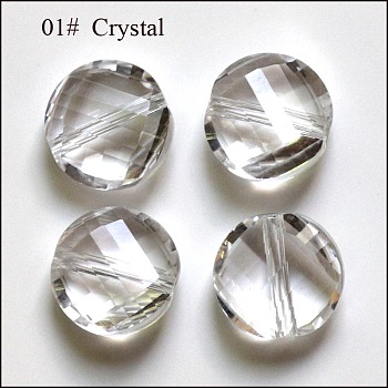 Imitation Austrian Crystal Beads, Grade AAA, Faceted, Flat Round, Clear, 10x5mm, Hole: 0.9~1mm