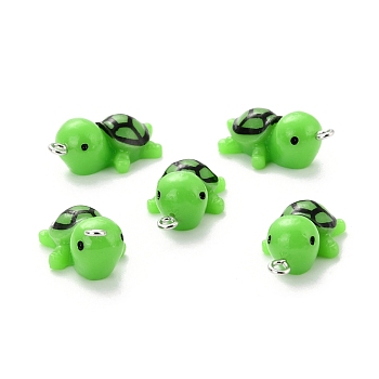 Opaque Resin Pendants, Tortoise, Green, 26x14x10mm, Hole: 1.5mm