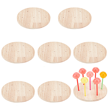 Round Natural Wood Lollipop Display Stands, Cake Pop Display Holder for Baby Showers, Birthday Party, Navajo White, 12x0.8cm