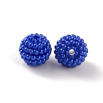 Opaque Resin Beads, Waxberry Ball Shaped Round Bead, Blue, 10x9mm, Hole: 1.5mm, about 2700pcs/1000g