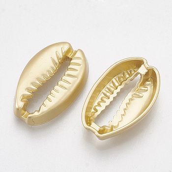 Smooth Surface Alloy Links connectors, Cowrie Shell Shape, Matte Gold Color, 19x12x4mm