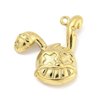 304 Stainless Steel Pendants, Rabbit Charm, Real 14K Gold Plated, 23.5x24.5x5.5mm, Hole: 1.6mm