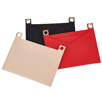 WADORN 3Pcs 3 Colors Felt Bags Organizer Insert, Mini Envelope Handbag Shaper Premium Felt, with Iron Grommets, Mixed Color, 15x12.3x0.55cm, Hole: 10mm, 1pc/color