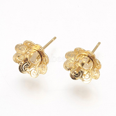 Golden Flower 304 Stainless Steel Earring Settings