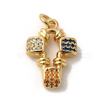 Real 18K Gold Plated Colorful Cross Brass+Cubic Zirconia Pendants