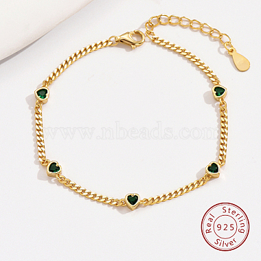 Green Heart Sterling Silver Bracelets
