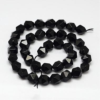 6mm Black Polygon Black Agate Beads