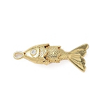 Brass Micro Pave Cubic Zirconia Pendants, Fish, Real 18K Gold Plated, 22.5x6x5mm, Hole: 1.5mm(KK-I371-40G-01A)