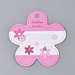 Cardboard Paper Jewelry Display Cards for Hair Ties Storage, Flower, Hot Pink, 7.7x7.6x0.03cm, Hole: 5mm and 6mm(CDIS-N004-18)