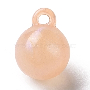 Luminous Acrylic Pendants, with Glitter, Glow In The Dark, Round Charms, PeachPuff, 20x15.5mm, Hole: 3.5mm, about 200pcs/500g(OACR-E010-22E)