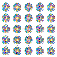 30Pcs Alloy Pendants, Cadmium Free & Lead Free, Flat Round with Moon & Sun, Rainbow Color, 23x19.5x2.5mm, Hole: 2mm(PALLOY-DC0001-20)