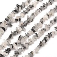 Natural Rutilated Quartz Chip Bead Strands, 5~8x5~8mm, Hole: 1mm, about 31.5 inch(X-G-M205-17)