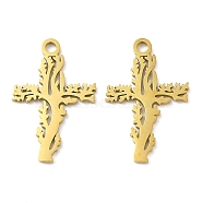 Ion Plating(IP) 304 Stainless Steel Pendants, Laser Cut, Cross Charm, Golden, 18.5x12x1mm, Hole: 1.6mm(STAS-J042-23G)