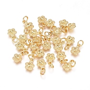 Electroplated Alloy Charms, Long-Lasting Plated, Brass Jump Ring, Flower, Golden, 9.5x7x3mm, Hole: 3.5mm(X-PALLOY-G267-08G)