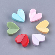 Resin Cabochons, Heart, Mixed Color, 12~12.5x12.5x5mm(CRES-S304-099)