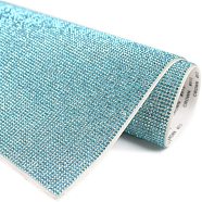 Self Adhesive Glass Rhinestone Glue Sheets, for Trimming Cloth Bags and Shoes, Aquamarine, 40x24cm, Rhinestone: 2.3~2.4mm, about 15400 beads/pc(X-RB-Q211-01D)