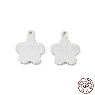 925 Sterling Silver Charms, Blank Flower, Silver, 8x6.5x0.5mm, Hole: 0.8mm(STER-F053-13S)