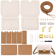 DIY PU Imitation Leather Crossbody Bag Making Kits, including PU Leather Fabrics, Zinc Alloy Clasp, Bag Handle, Cord, Needle, Screwdriver, Blanched Almond, Finished Product: 7x19x15cm(DIY-WH0308-256B)