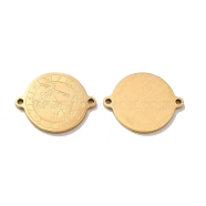 Ion Plating(IP) 304 Stainless Steel Connector Charms, Real 18K Gold Plated, Flat Round with Constellation, Sagittarius, 20x16x1mm, Hole: 1.4mm(STAS-C074-11G-03)