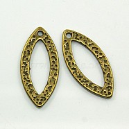 Tibetan Style Alloy Pendants, Cadmium Free & Nickel Free & Lead Free, Horse Eye, Antique Bronze, 25x11.5x1.8mm, Hole: 1mm(MLF0780Y-NF)