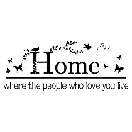 PVC Wall Stickers, for Home Living Room Bedroom Decoration, Rectangle with Word HOME, Black, 290x670mm(DIY-WH0228-095)