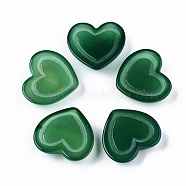 Natural Green Agate Cabochons, Dyed & Heated, Heart, Green, 22~23x25x7mm(G-N326-83)