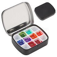 Iron Watercolor Paints & Nail Polish Tins Storage Box, with Plastic 12 Grids, for Nail Art Decoration, Art Painting Paints Storage Container, Black, 5.05x6.2x1.6cm(CON-WH0092-39B)