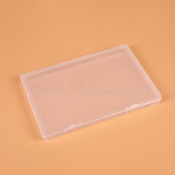 Rectangle Polypropylene(PP) Bead Storage Container, with Hinged Lid, Rectangle, Clear, 22x15.6x1.73cm(CON-F022-01B)