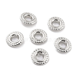 925 Sterling Silver Grommet Eyelet Findings, for Bag Making, Flat Round with Hemp Flowers Pattern, Platinum, 0.6x0.1cm, Hole: 3mm(STER-Z001-007P)