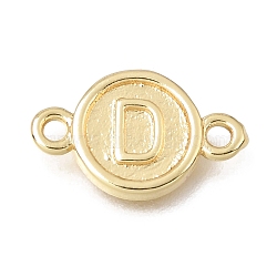 Brass Disc with Initial Links Connector Charms, Long-Lasting Plated, Cadmium Free & Lead Free & Nickel Free, Real 18K Gold Plated, Rack Plating, Letter D, 16x9.5x1.7mm, Hole: 1.6mm(KK-E802-36G-D)