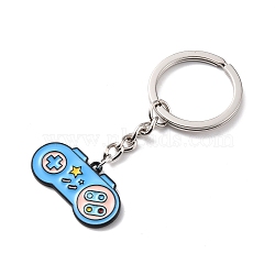 Alloy Game Controller Keychain, with Platinum Ring Findings, Deep Sky Blue, 7cm(KEYC-C049-02)