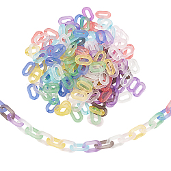SUPERFINDINGS Transparent Acrylic Linking Rings, Quick Link Connectors, for Cable Chains Making, Frosted, Oval, Mixed Color, 31x19.5x5.5mm, Inner Diameter: 19.5x7.5mm, 10 colors, 20pcs/color, 200pcs/set(OACR-FH0001-012)