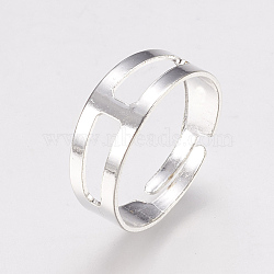 Adjustable Iron Finger Ring Settings, Silver Color Plated, 18mm(IFIN-K036-04S)