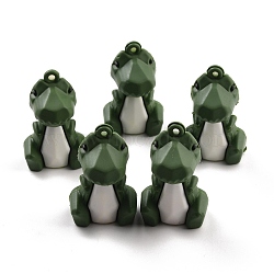 PVC Faceted Cartoon Dinosaur Pendants, for DIY Keychain Making, Dark Olive Green, 45x28x28mm, Hole: 3mm(FIND-B002-10)