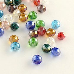 Electroplate Faceted Rondelle AB Color Plated Transparent Glass Beads, Mixed Color, 8x6mm, Hole: 1mm(GLAA-R152-8mm-M2)
