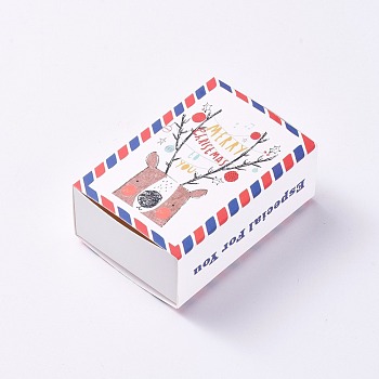Creative Portable Foldable Paper Drawer Box, Jewelry Candy Wedding Party Gift Packaging Boxes, Rectangle, Christmas Theme, Colorful, Box: 8.4x6x3cm