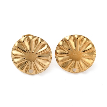 304 Stainless Steel Stud Earring Findings, Flat Round with Hole, Golden, 17mm, Hole: 1.8mm, Pin: 0.8mm