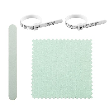Ring Size US Official American Finger Measure, with Double-sided Sponge Polish Strip File and Silver Polishing Cloth, Mixed Color, 4pcs