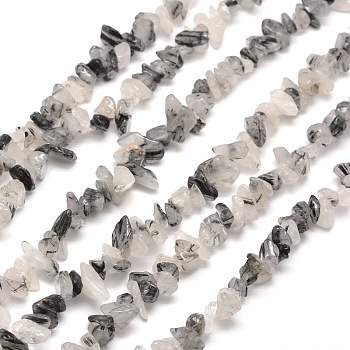 Natural Rutilated Quartz Chip Bead Strands, 5~8x5~8mm, Hole: 1mm, about 31.5 inch