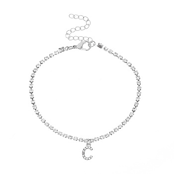 Fashionable and Creative Rhinestone Anklet Bracelets, English Letter C Hip-hop Creative Beach Anklet for Women