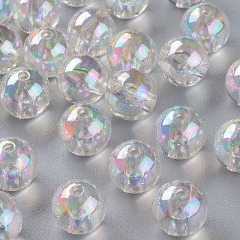 Transparent Acrylic Beads, AB Color Plated, Round, Clear AB, 16x15mm, Hole: 2.8mm, about 220pcs/500g