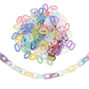 SUPERFINDINGS Transparent Acrylic Linking Rings, Quick Link Connectors, for Cable Chains Making, Frosted, Oval, Mixed Color, 31x19.5x5.5mm, Inner Diameter: 19.5x7.5mm, 10 colors, 20pcs/color, 200pcs/set