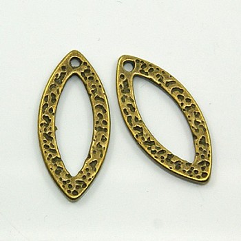 Tibetan Style Alloy Pendants, Cadmium Free & Nickel Free & Lead Free, Horse Eye, Antique Bronze, 25x11.5x1.8mm, Hole: 1mm