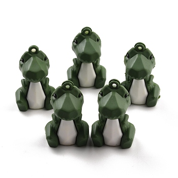 PVC Faceted Cartoon Dinosaur Pendants, for DIY Keychain Making, Dark Olive Green, 45x28x28mm, Hole: 3mm