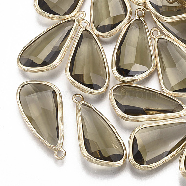 Golden Olive Teardrop Brass+Glass Pendants