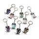 Owl Natural & Synthetic Gemstone Pendant Keychain(KEYC-G056-01AS)-1