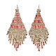 Boho Seed Bead Rhombus Tassel Earrings(EJEW-Z072-02A)-2