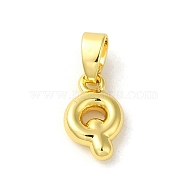 Rack Plating Brass Charms, Real 18K Gold Plated, Long-Lasting Plated, Cadmium Free & Lead Free, Letter Q, 11x7x2.5mm, Hole: 5x2.5mm(KK-C053-04G-Q)